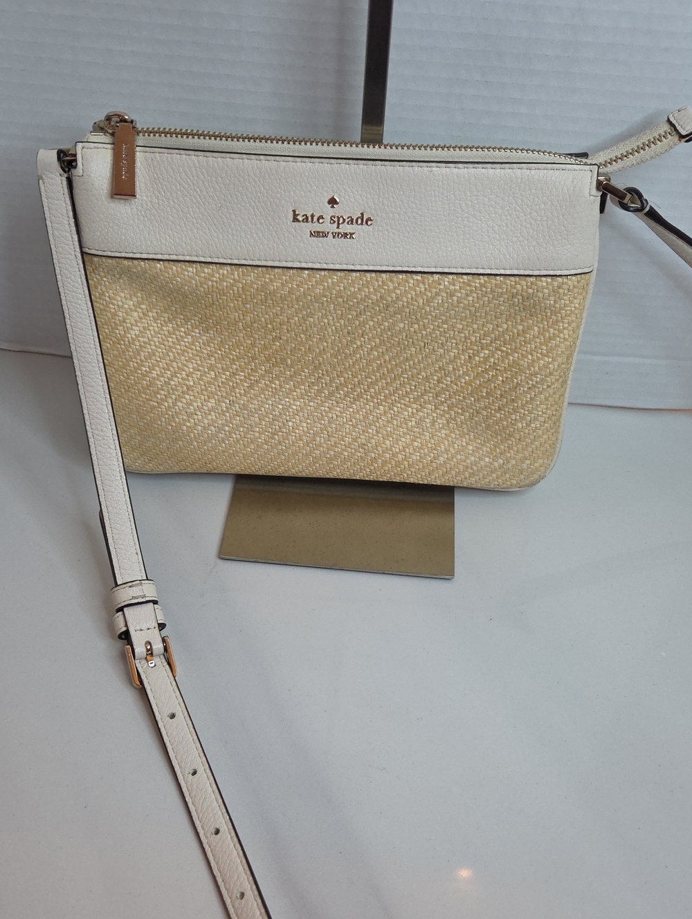 Kate Spade Leila Straw Triple Gusset Crossbody Bag